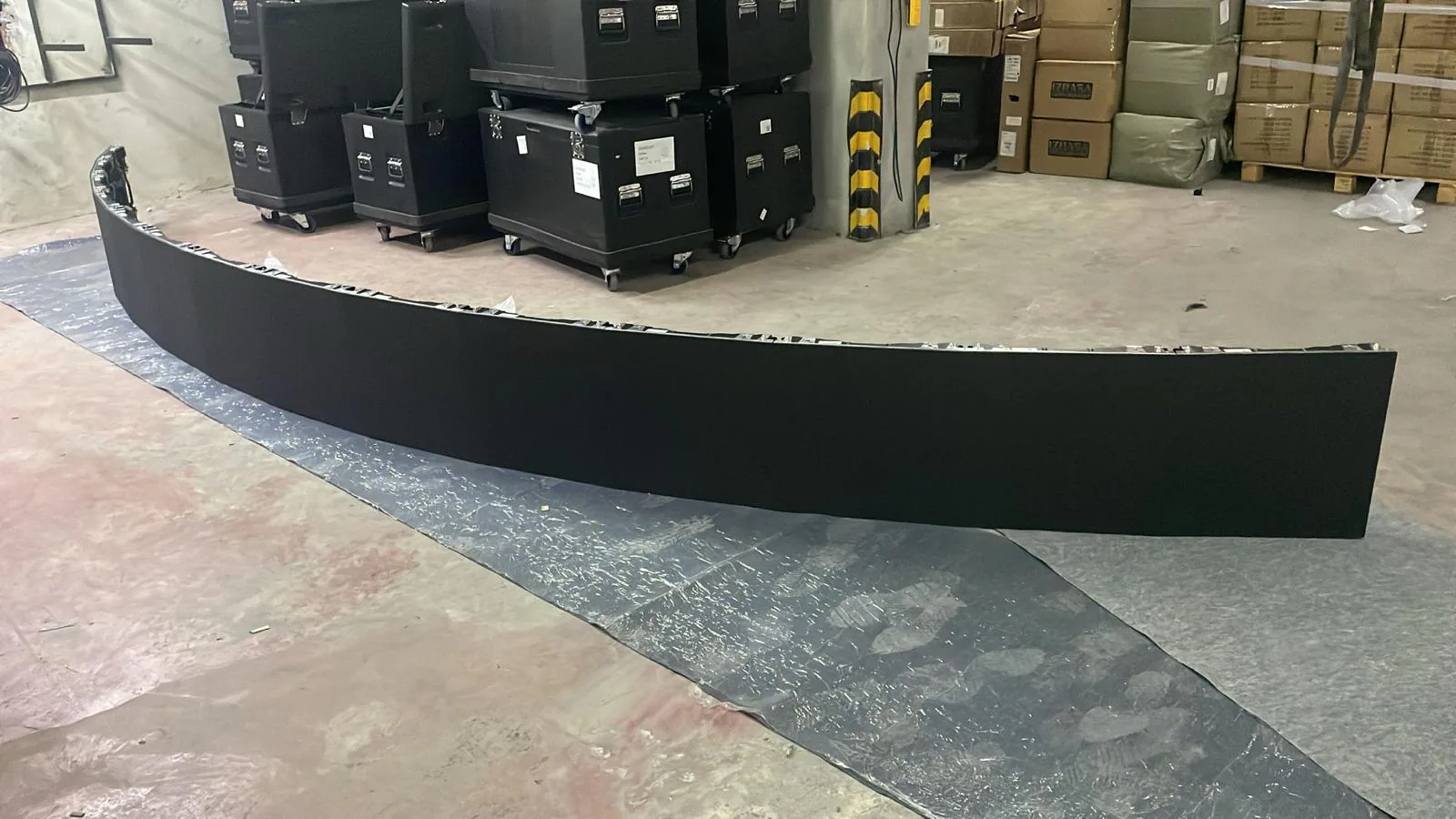 Curved LED display being prepared in the Sahneva workshop